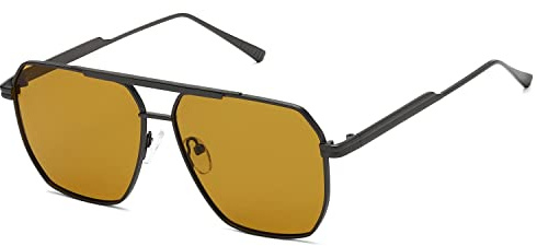 kimorn Lunettes de soleil polarisées pour homme et femme rétro surdimensionné carré nuances tendance grandes lunettes de soleil classiques en métal K1221