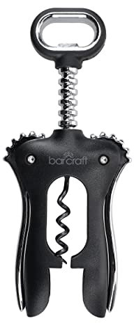 BarCraft Double Handled Winged Corkscrew, Black, Carded, Silver