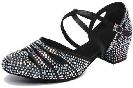 Minitoo - Scarpe da ballo con strass per donna, modello da sera, latino americano, ballo da sala, scarpe da sposa, 37 EU