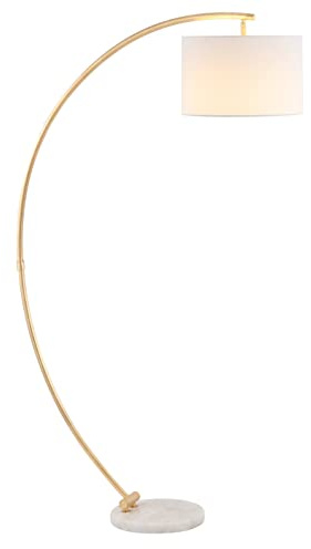 SAFAVIEH Lighting Collection Madigan Contemporary Gold/White 70-inch Arched Floor Lamp (LED Bulb Included)
