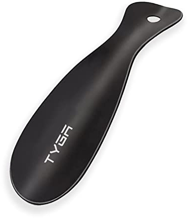 TYGA STORE Metal Shoe Horn - Short 19cm Shoehorn Lazy Shoe Helper, Small Shoe Horns With Hook, For Men, Women and Kids