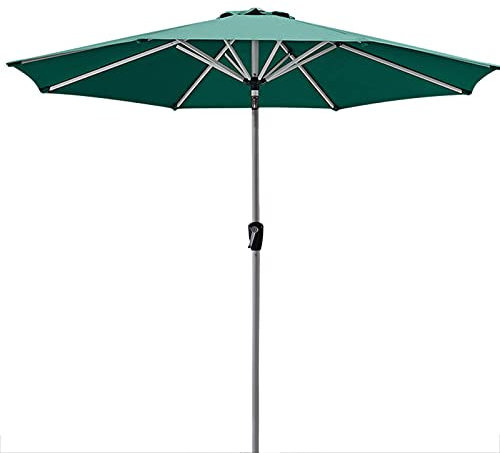 Parasol de jardin, terrasse, extérieur, 2,7 m, parasol rond, parasol de plage inclinable, parasol de marché, convient pour restaurant, salle à manger en plein air, lac de l'Ouest, sans base (vert)
