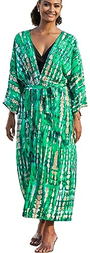YouKD Maxi klänning kimono boho kofta badrockar strandöverdrag bikini, E Grön 1, one size