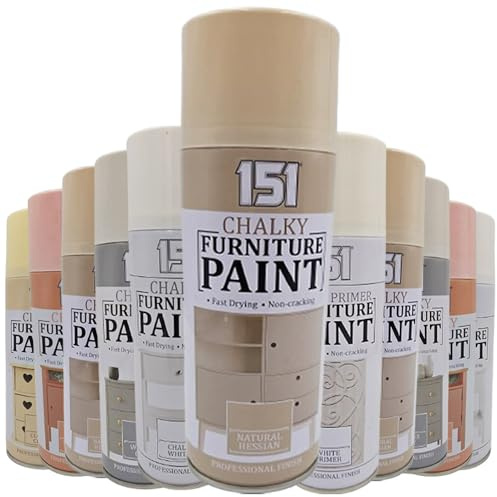 AlezyB - 6 x Hessian Chalk Finish Spray Paint 400ml - Furniture Spray Paint Aerosol for Smooth Touch Matt Finish Office and Home