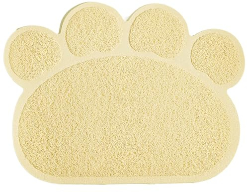 Tappetino Lettiera Materassino Pet,KINGCOO Impermeabile Tappeto per Animali a Forma di Zampa Lettiera Catcher Trapper Table Food Tappetino per Cane Gatto Ciotola Tessuto,30cmx40cm,PVC (Beige)