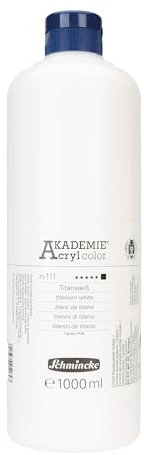 Schmincke - AKADEMIE® Acryl color, Titanweiß, 1 Liter, 23111029, feine Künstler-Acrylfarbe, brillant, hoch lichtecht und kadmiumfrei, für Acrylmalerei, Mixed Media