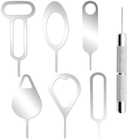 AYWFEY 7 Pcs SIM Card Removal Openning Tool Tray Eject Pins Needle Opener Ejector Compatible with All iPhone Apple iPad HTC Samsung Galaxy Cell Phone Smartphone Watchchain Link Remover, 7Styles