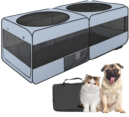 2-in-1 Dog Playpen, 58''Pop Up Cat Puppy Pet Playpen Indoor/Outdoor Cats Enclosed, Cat Dog Tent Crate Cage Kennel, Portable Playpen for Kitten, Small Animals Play Pen(No Divider, Unified Space)