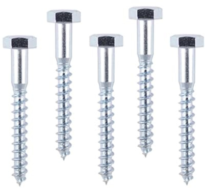 RADSO® M8 (8mm x 60mm) Hex Head Coach Screw - Zinc Plated-DIN571- For Wood, Masonry, Brick, and Concrete. Ideal for TV, Fence, Shelves, Decking and other Professional & DIY Projects- Pack of 10