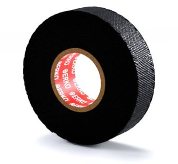 ERKO Nastro isolante in tessuto nero, adesivo per cablaggi automobilistici e cablaggi 15 m x 19 mm, schermato, resistente al calore