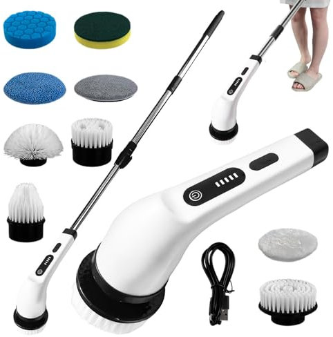 Brosse électrique de nettoyage sans fil générique, laveuse rotative portable, brosse électrique de nettoyage, outil de nettoyage à long poignée, brosse rechargeable, lave vaisselle électrique