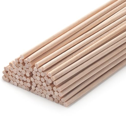 Coowayze Träpluggar Träpinnar För Hantverk, 200 St 3 Mm X 15 Cm Runda Makramépinnar, Obehandlade Björkträpinnar För Konst Och Gör-Det-Själv, Nivåerat Tårtstöd Och Bröllopsbandstavar