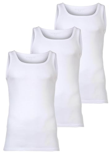 bugatti Men's Vests Pack of 3 - Fine Rib Cotton Plain, White, X-Large