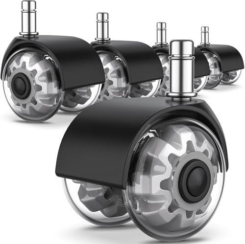 Aevcvok Ruedas Para Silla Oficina 10x22 mm, 5pcs Ruedas Silla Gaming Ruedas Silla de Oficina,Ruedas Giratorias de 360° Silenciosas y Sin Rayar Para Parquet Alfombras laminado y azulejos