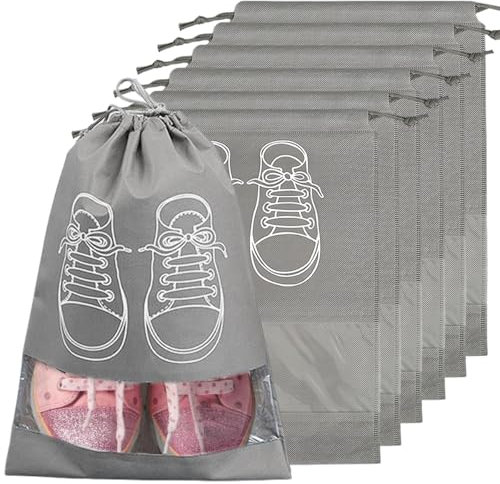 6 Pièce Sac Chaussures,Sac à Chaussures de Voyage,Housses Chaussures avec Fenêtre Transparente,Sac à Cordon Anti-Poussière pour Chaussures,Housse Chaussures pour Organiser Chaussures,Voyage et Sport