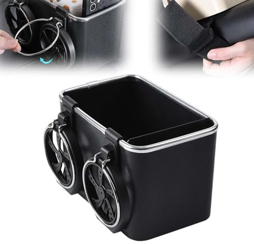 Aufbewahrungsbox für Auto mit Getränkehalter, Getränkehalter Auto, Auto Becherhalter, Auto Organizer Flaschenhalter für Auto Aschenbecher, Kaffeebecher Und Getränkedose (Schwarz)