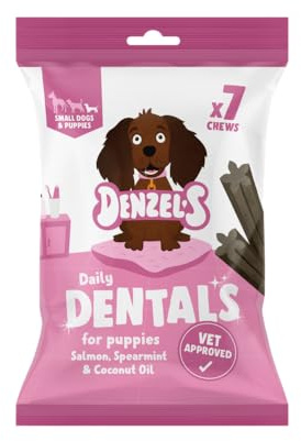 Denzel's Puppy Dental Sticks - Puppy & Small Dog Dental Care - Salmon & Spearmint (Trial pack of 7)