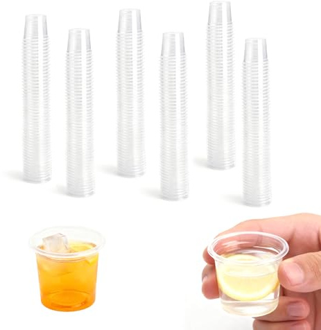 Pack med 300 plast snapsglas, 20 ml, genomskinliga snapsglas, plast snapskoppar, återanvändbara snapskoppar, plast dricksglas för bankett, bröllop, provning, fest, DIY