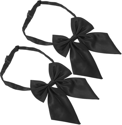 JOINPAYA Pajarita Negra Ajustable para Mujer 2 Unidades Lazo para Uniforme Escolar Jk Corbata para Dama Accesorio Versátil para Oficina y Escuela
