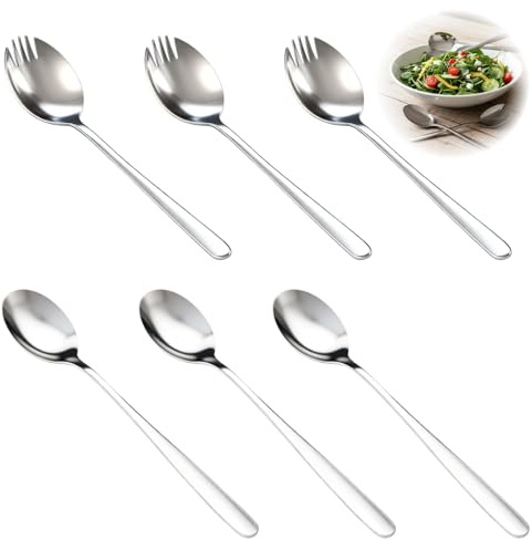 6PCS Couverts à Salade, En Acier Inoxydable Poli Pour Service Et Melange, Couvert Salade Elegant Et Durable Comme Ustensiles De Cuisine Pour Table Familiale Restaurants Et Usage Quotidien