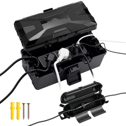 KAMTOP Caja Estanca Exterior Impermeable IP54 Caja Conexiones Eléctricas Protector Enchufes Exterior Caja Cables para Alargador Regleta Jardín Piscina Luces LED con 6 Entradas Cable Montaje Pared