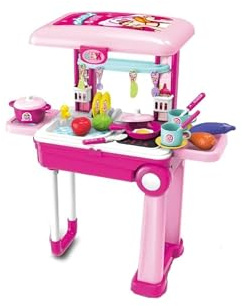 MSQUARE Kids Kitchen Play Set with Sink, Cooking Accessories & Utensils, Educational Role Play, Fun Element, Cognitive Abilities, Cognitive Abilities, Fun Learning Toy for Toddlers