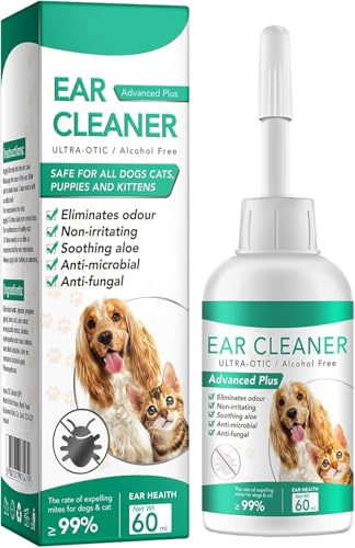 GNAUMORE Limpiador De Oídos para Perros Y Gatos,Gotas para Ácaros del Oído,Limpieza Profunda De Las Orejas, Adecuado Pare Todo Tipo De Animales Pequeños
