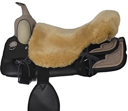 Engel Reitsport | Lammfell Sattelsitzbezug Sattelauflage SABEZ2-CAM für Western Reitsattel ohne Hornausschnitt Horndurchlass Camel