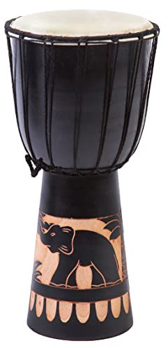 40cm Große Djembe Trommel Bongo Drum Elefant Schwarz Fair Trade