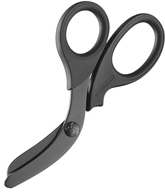 Xshear 7.5 Black Titanium Coated Extreme Duty Trauma Shears - Tough and Durable Medical Scissors for Emergency Healthcare Provider