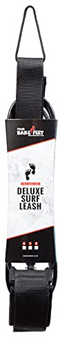 Two Bare Feet Deluxe Surfboard Leash Black - 6ft, 7ft or 8ft Lengths