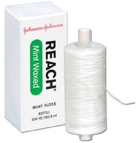 1 x Johnson & Johnson Reach Mint Floss Waxed refill spool, 200 yds, 2733 by Reach