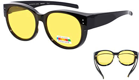 rainbow safety Sonnen-Überbrille Überzien Sonnenbrille Herren Damen Schutzbrille für Brillenträger Auto Nachtsichtbrille Polarisiert (RWN30 Nachtfahrbrille)