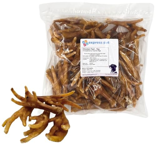 Express Pet Supplies Chicken Feet | 100% Natural Air-Dried Dog Treat Chews | Perfect for Puppies | Low Fat High Protein – 2kg (80-100 Feet)