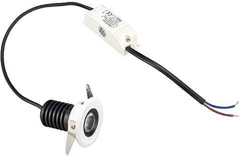 Popp® Mini Spot LED 3W 4000K 200Lm Direccionable empotrable Ø38mm COB IP20 Aluminio Blanco (Pack 4 unidad, 4000K)