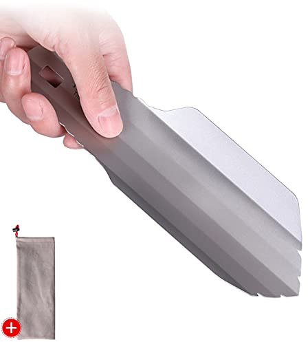 AMZCOM Backpacking murslev ultralätt titan, nytt förbättrat Deuce R camping potta spade, utomhus överlevnadsspade kompakt multiverktyg, kraftig mini praktiskt trädgårdsverktyg, 1 st