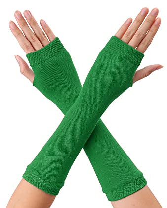 sourcing map Unisex Classic Fashion Stretch Fingerlose Armwärmer-Ärmel Grün One Size