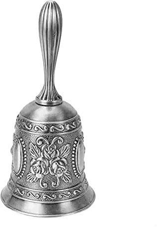Alnicov Messing Handglocke,Vintage Metall Rufglocke Hochzeitsglocke Tempelglocke (Silber)