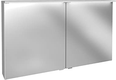 FACKELMANN LED-Spiegelschrank Oxford/Badschrank mit LED-Beleuchtung/Maße (B x H x T): ca. 120 x 69,6 x 20 cm/hochwertiger Schrank mit 2 Türen fürs Bad/Soft-Close-System/Korpus: Weiß