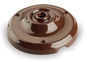 AMARCORDS - Rosone in porcellana per lampade a sospensione coprifili in ceramica retrò con viti di fissaggio colore MARRONE