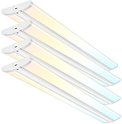 hykolity 4FT LED Wraparound Light with 3 Wattages/3 Lumens/3 CCT Selectable,55W/65W/75W,5500lm/6500lm/7500lm,3000K/4000K/5000K Flush Mount Ceiling Light for Office Kitchen,ETL,4 Pack