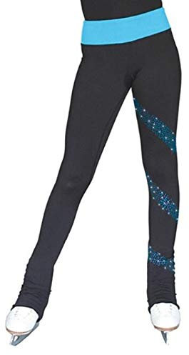 NISMIA Frauen Eiskunstlauf Crystal Frauen Mädchen Rollkunstlauf Leggings, Damen Thermal Schlittschuh-Training Hose Eiskunstlauf Bekleidung mit Glitzer-Kristallen (Color : A, Size : 160cm)