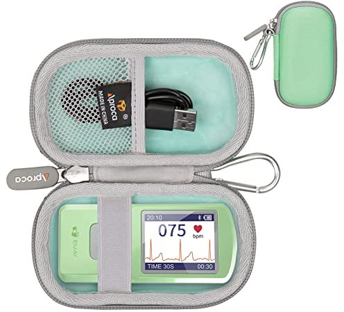 Aproca Green Hard Travel Carrying Storage Case, for EMAY Portable ECG Monitor Wireless EKG Monitoring Devices