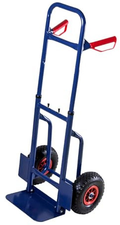 Carretilla de transporte plegable, marco de tubo de acero, 200 kg, carga de aire, neumáticos de goma, protección de ruedas, asas ergonómicas