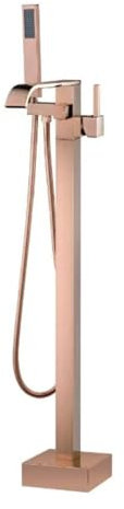 Grifo Bañera Exenta Cascada Latón Grifo para Bañera Grifo de Pie Bañera Exenta-Oro Rosa