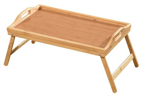 KARAT - Plateau de lit en Bambou avec Pieds - Plateau de Service Multifonctionnel Pliable - Plateau de Petit-déjeuner - Table de lit - Plateau d’appoint - Vtah, 23 H x 50 L x 30 l cm