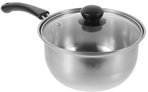 MOLUCKFU Pentola Piccola in Acciaio Inossidabile Casseruola Multifunzione Antiaderente Senza Rivestimento Con Fondo Piatto Per Riscaldare Latte Zuppa e Alimenti Compatibile Con Piani Cottur
