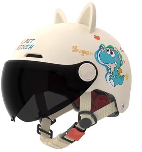 Kids Motorcycle Helmets,Toddler Open Face Bike Half Helmets with Visor,Youth Electric Scooter Bicycle Go-Kart Four Wheeler ATV Moped Helmet for Boys Girls,DOT Approved(Beige)