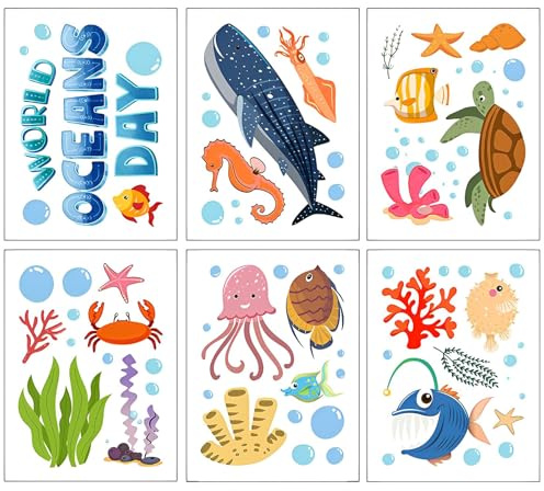 Non Slip Bathtub Stickers Adhesive Sea Creature Decorations Stickers AdhesiveWall Decals for Shower Surfaces Toddlers Bedroom Bathroom Window Baby Nursery and Children Classroom (Blue)