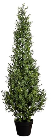 Nearly Natural 4ft UV-Resistant Artificial Boxwood Topiary Tree - Lifelike Greenery for Indoor and Outdoor Decor, Includes Nursery Planter